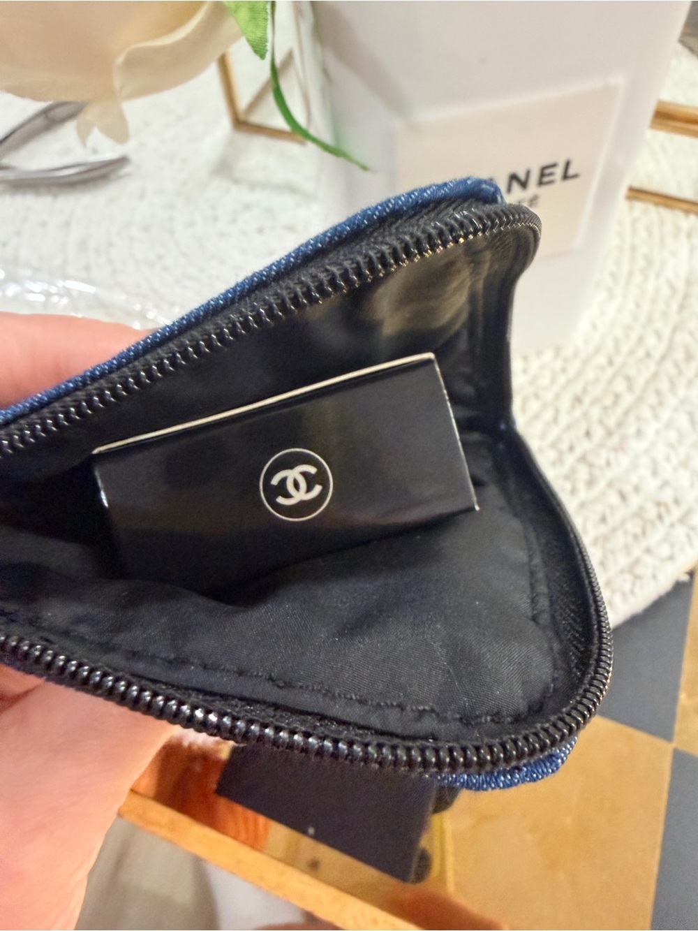 CHANEL Bleu De Chanel Denim Cosmetic Pouch & EDP Mini Gift Set New - Picture 8 of 10